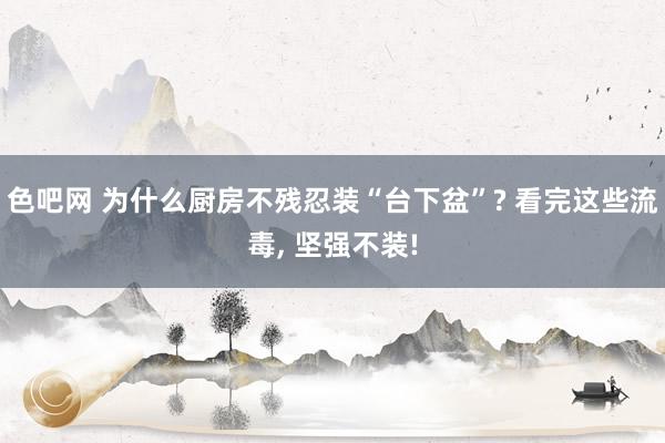 色吧网 为什么厨房不残忍装“台下盆”? 看完这些流毒， 坚强不装!